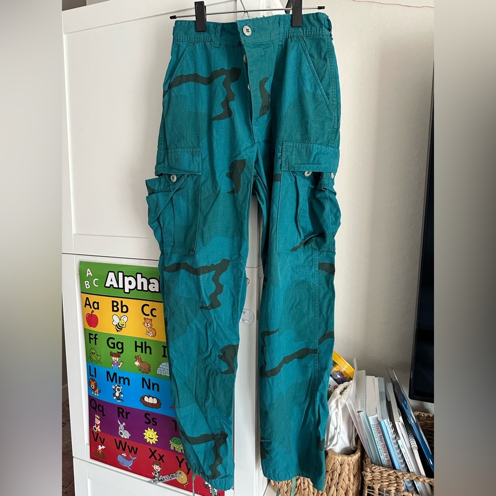Vintage Teal Camo Cargo Pants